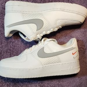 Nike Air Force 1 '07 Double Swoosh White Picante Red Grey FD0666-100 Mens 7.5